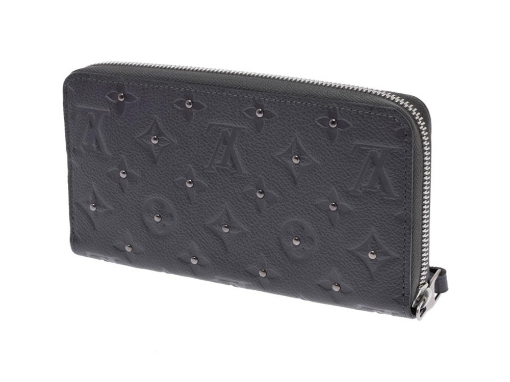 Louis Vuitton Zippy Studs Wallet Leather Empreinte Long Grizzly Black
